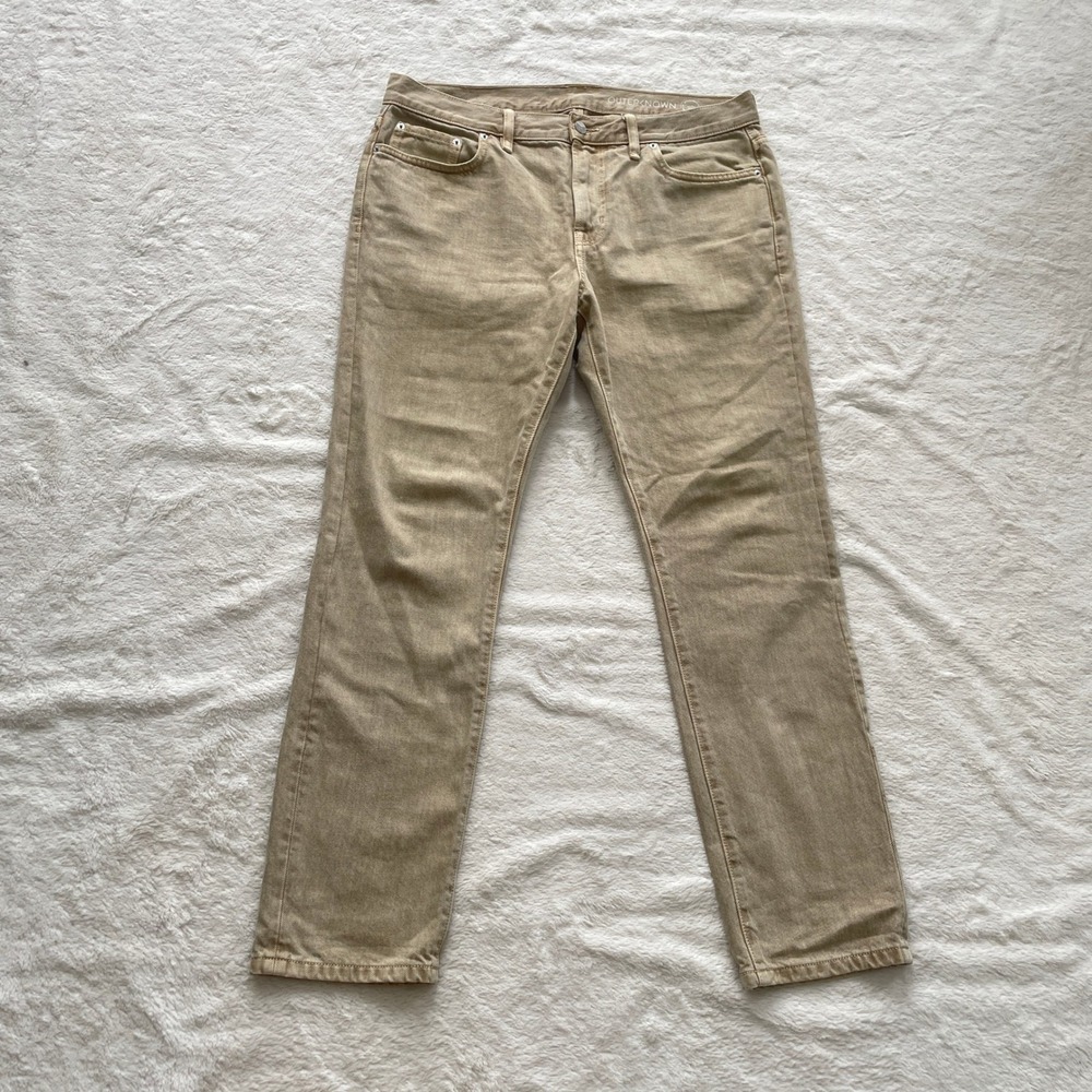 Outerknown SEA Jeans Drifter Tapered Fit Beige Tan Organic Cotton Pants 33x30